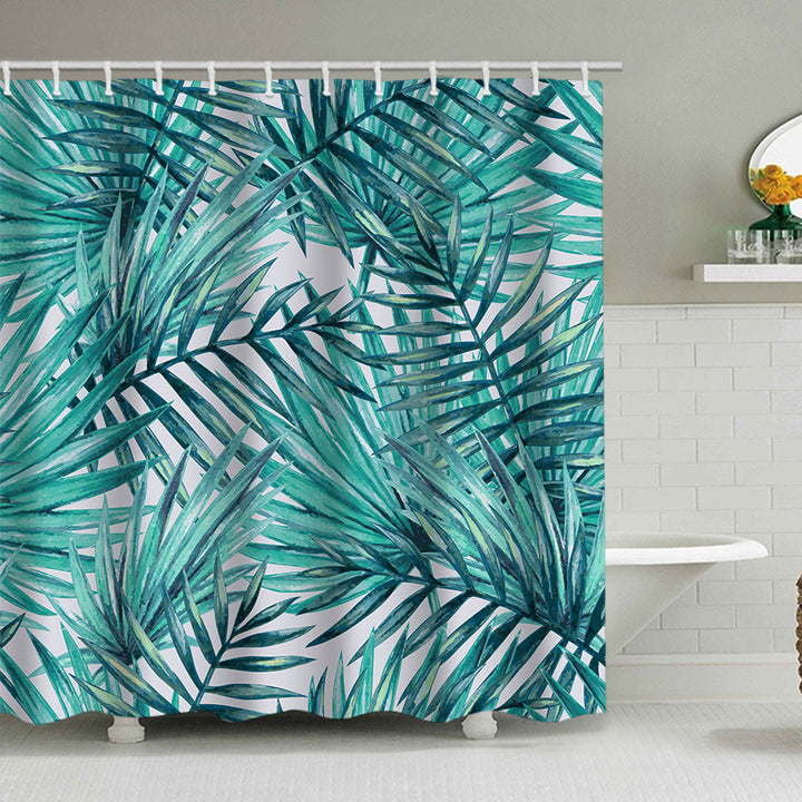 Tropical Leaf Print Shower Curtain Kalsten