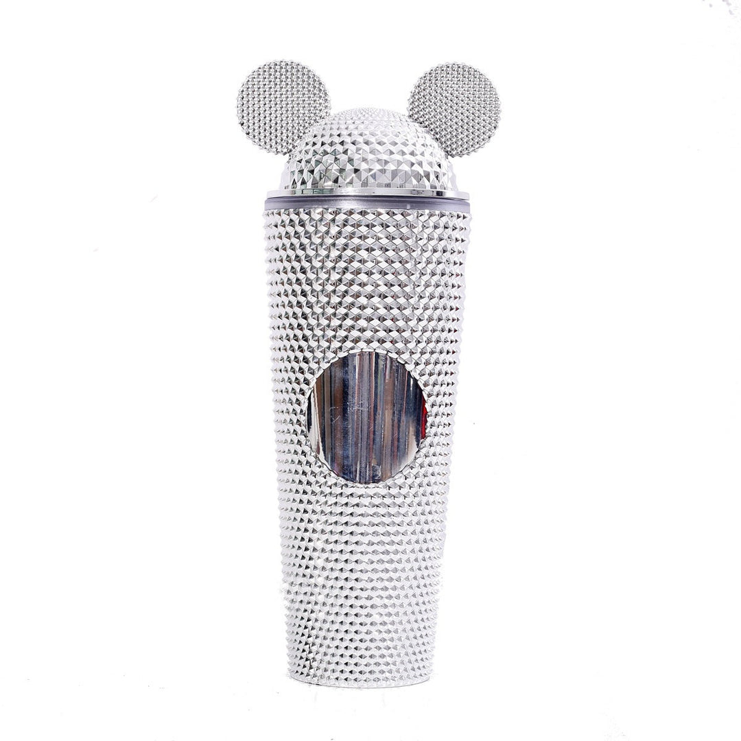Studded Textured Reusable Tumbler With Decorative Ear-Top Screw Lid