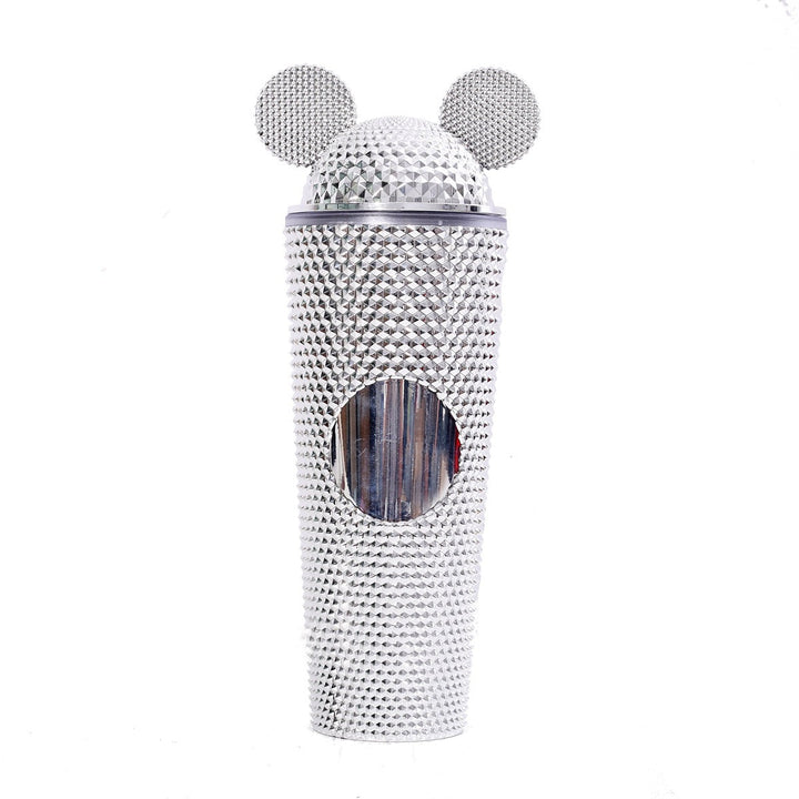 Studded Textured Reusable Tumbler With Decorative Ear-Top Screw Lid