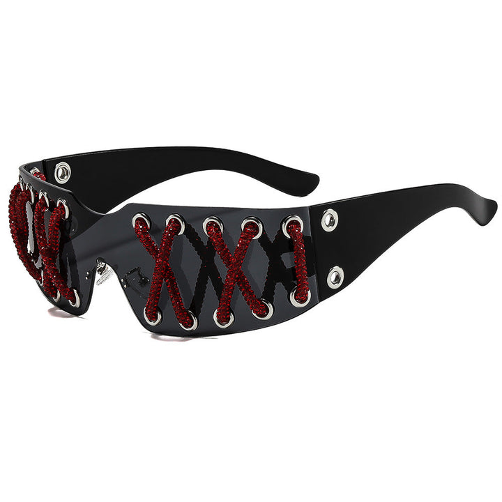 Women futuristic design sunglasses with unique decor Kalsten