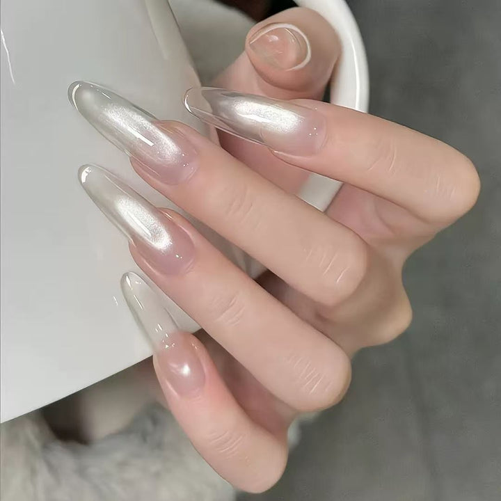 Artificial nails with elegant ombre effect and glitter accents Kalsten