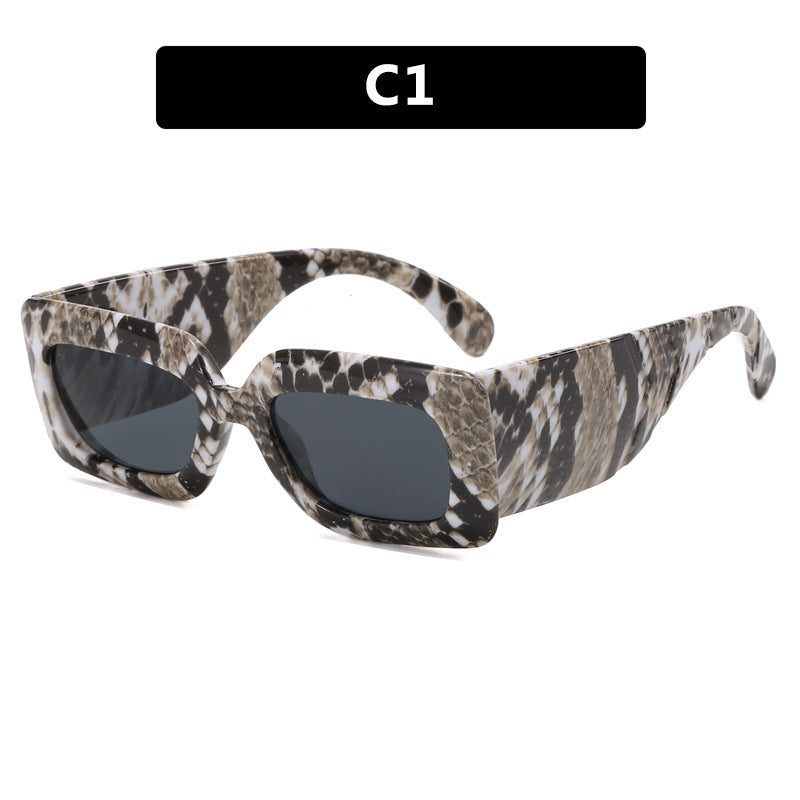 Women oversized sunglasses in fashionable snake leather look Kalsten