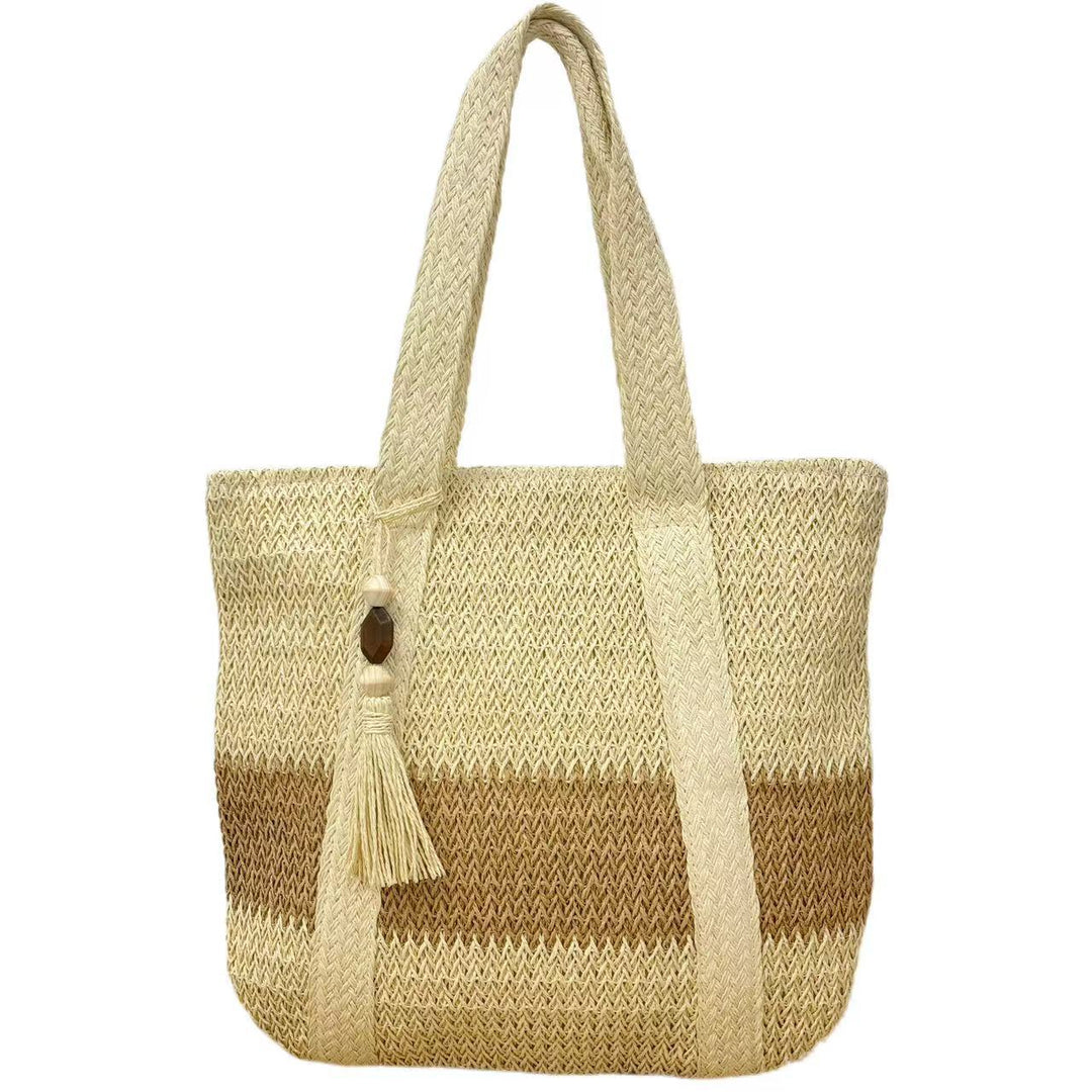 Handbag Made of Natural, Handwoven Straw with Elegant Fringe Kalsten
