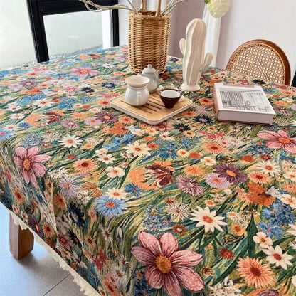 Embroidered Floral Tablecloth