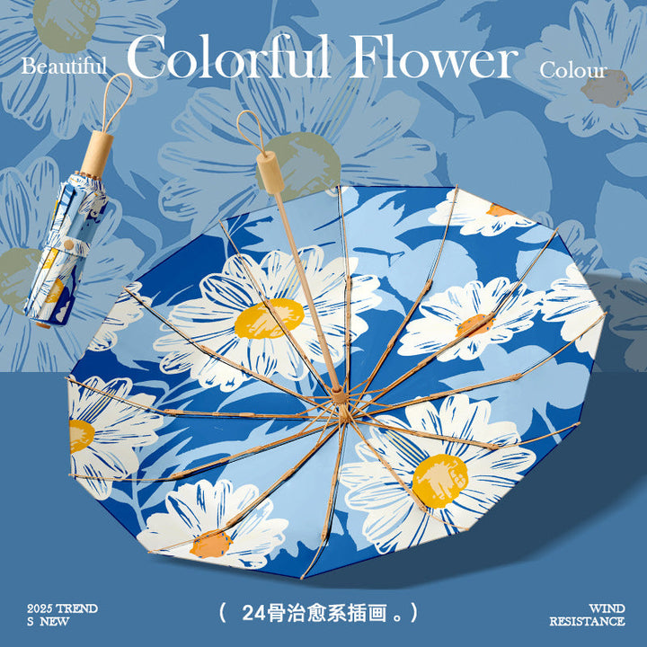 Ladies stylish and lightweight folding umbrella with elegant floral pattern Kalsten