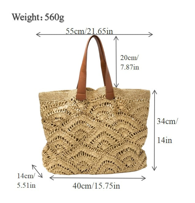 Macrame Shopping Bag with Elegant Leather Handles Kalsten