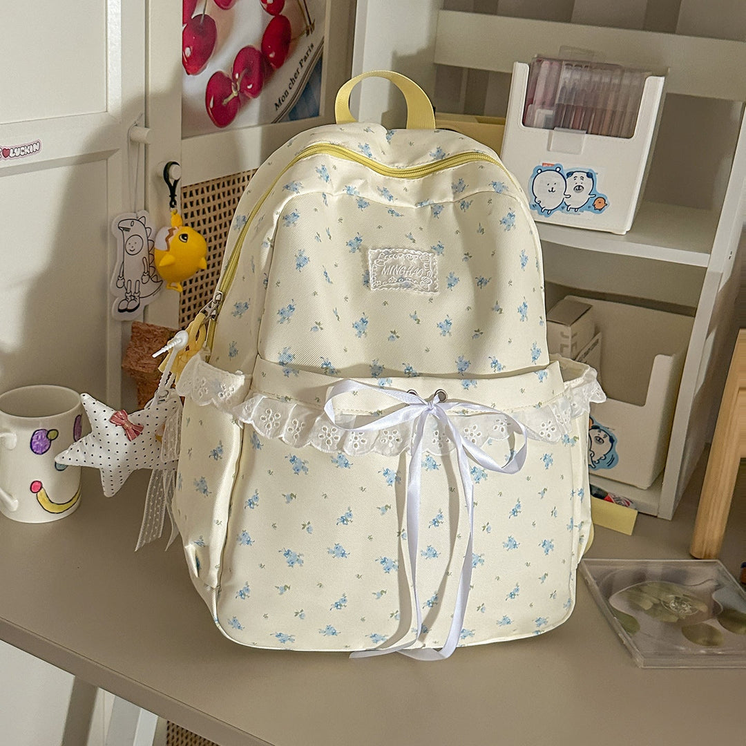 Floral-Embellished School Backpack