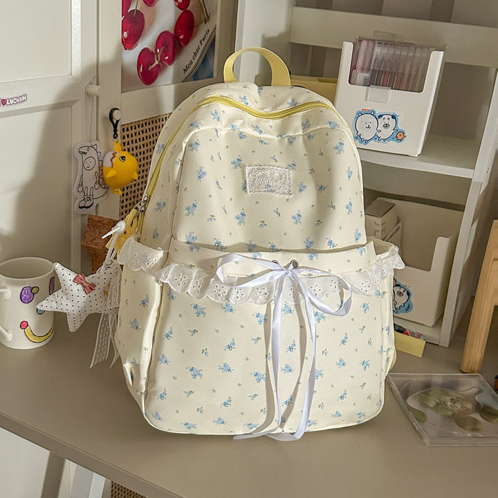 Floral-Embellished School Backpack