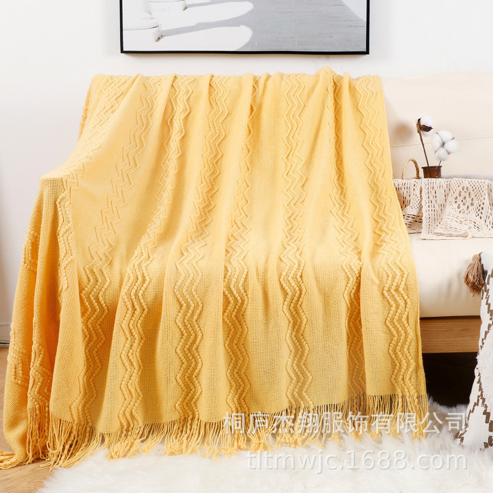 Women Comfortable Knitted Blanket with Modern Zigzag Pattern Kalsten
