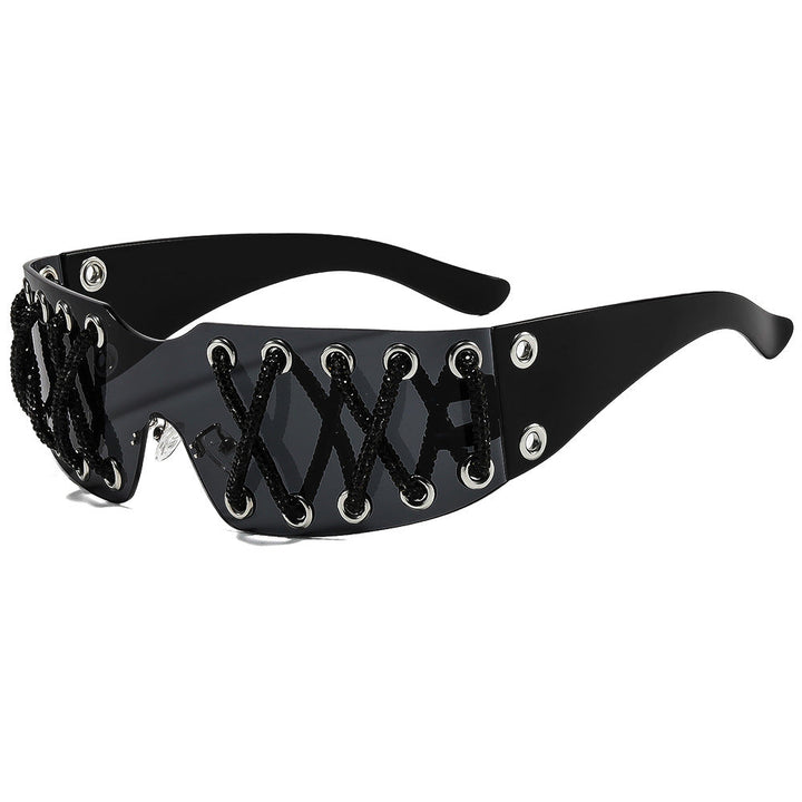Women futuristic design sunglasses with unique decor Kalsten