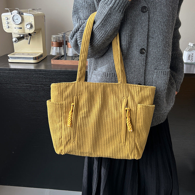 Corduroy Multi-Pocket Tote Bag Kalsten