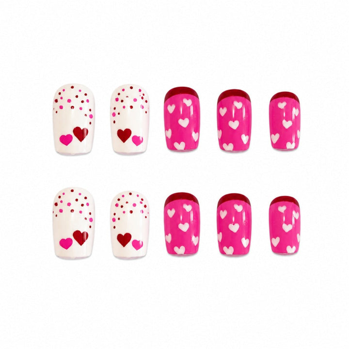 Artificial nails with romantic heart design and creative details Kalsten
