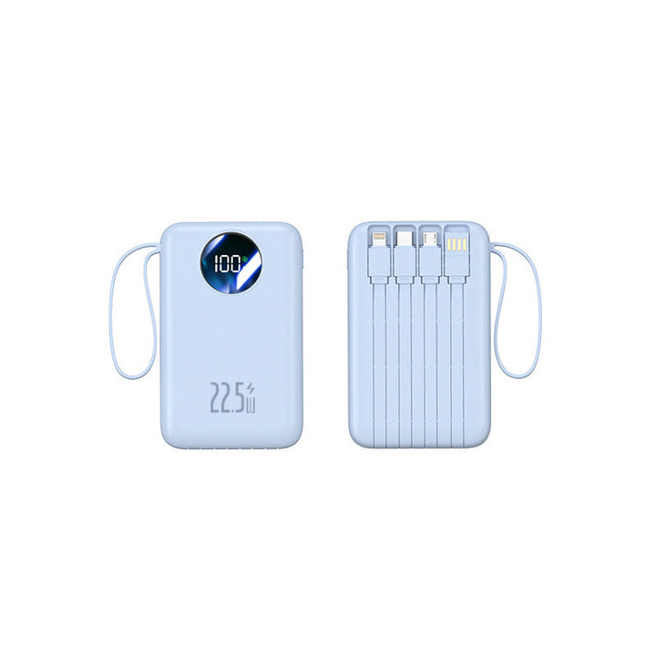 Portable power bank with integrated digital capacity display and flexible cable management Kalsten