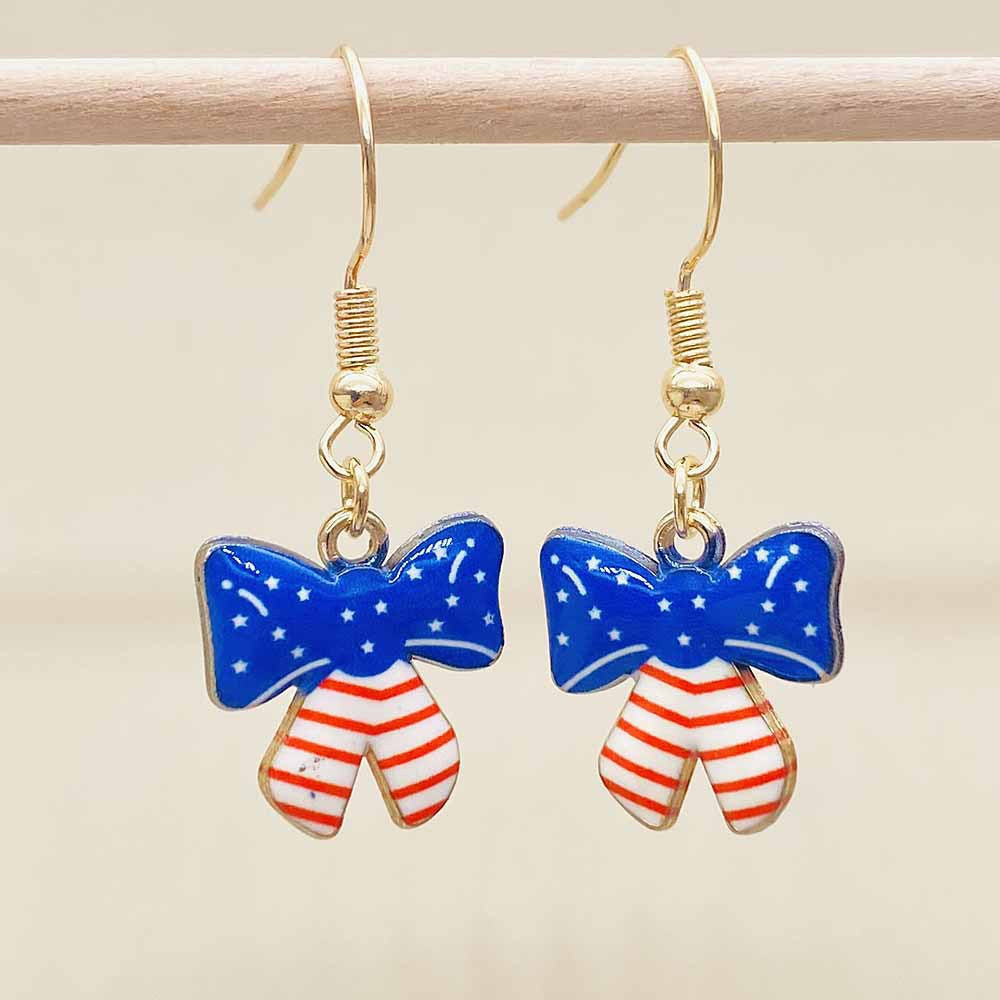 Women's filigree drop earrings with enameled flag pendants and metal hook closure Kalsten