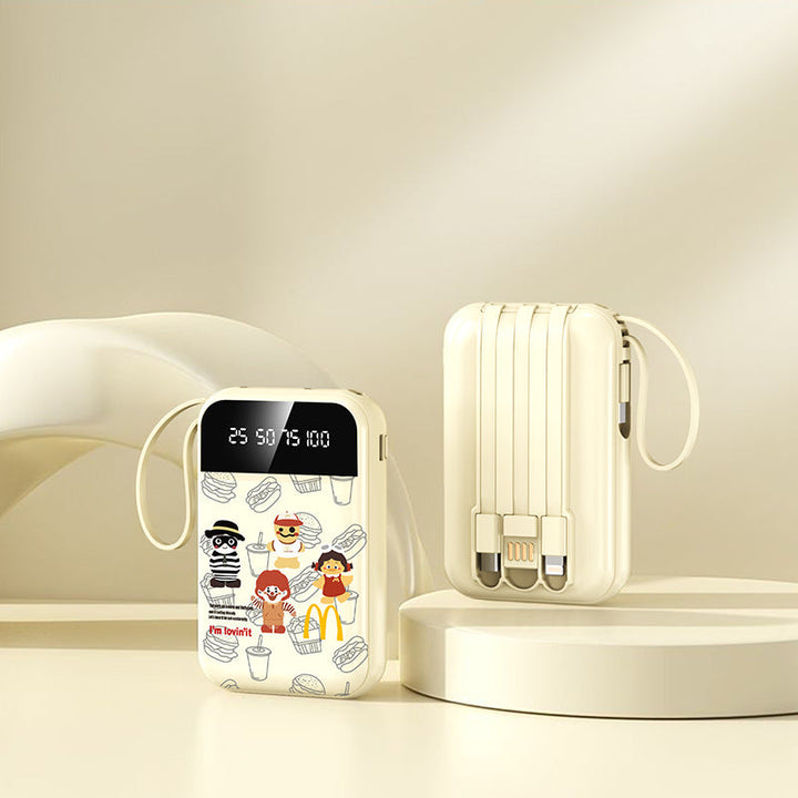 Portable power bank with LED display and integrated cable by Kalsten
