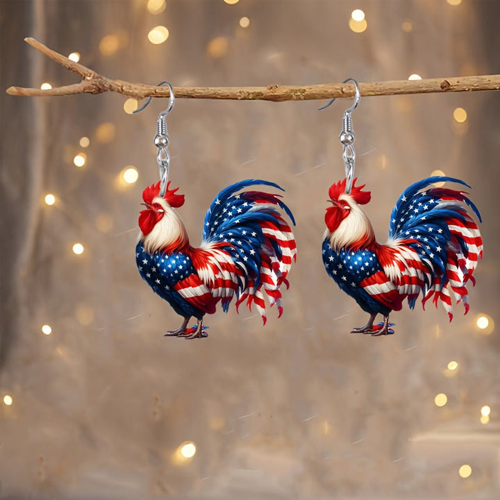Ladies playful Gnome earrings made of acrylic with patriotic stars-and-stripes motif and skin-friendly hooks Kalsten