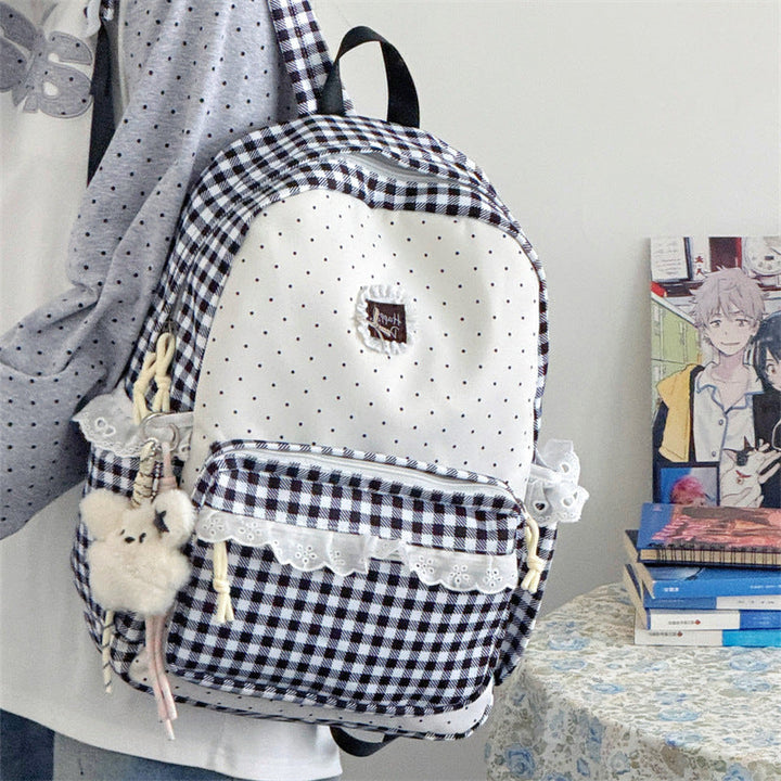 Charming Gingham Patterned School Backpack