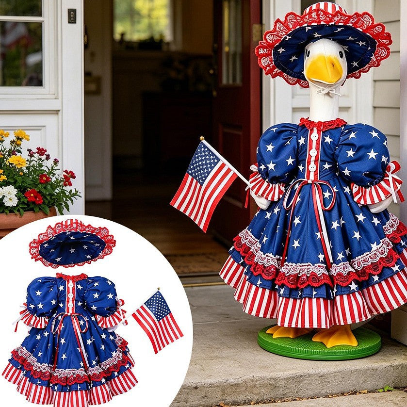 Unisex decorative fabric gander with patriotic costume and removable top hat Kalsten