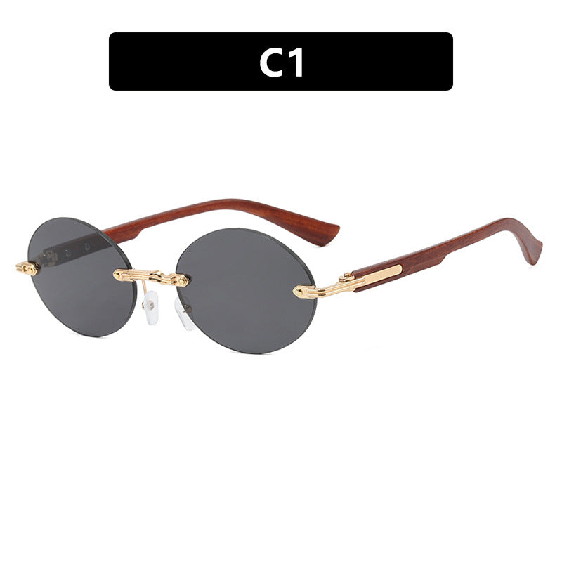Women's round sunglasses with elegant wooden frame and UV protection Kalsten