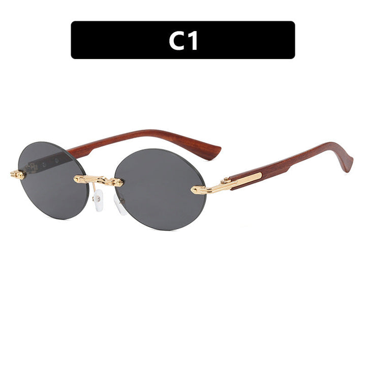 Women's round sunglasses with elegant wooden frame and UV protection Kalsten