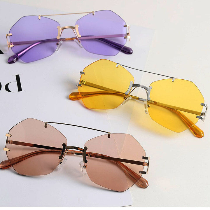 Women's fashionable octagonal sunglasses with delicate metal frame Kalsten