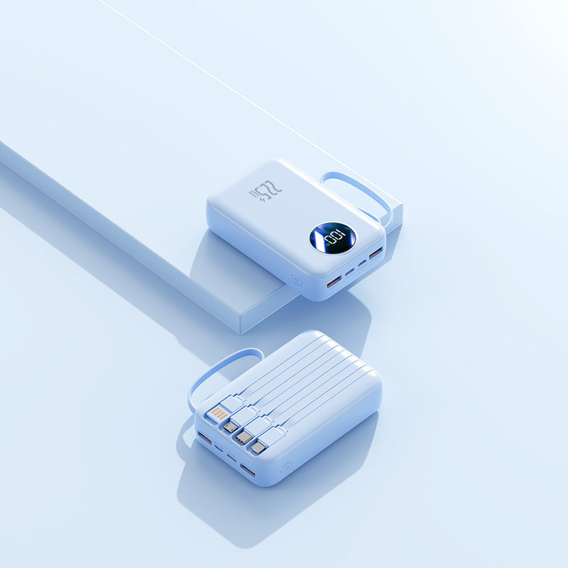 Portable power bank with integrated digital capacity display and flexible cable management Kalsten