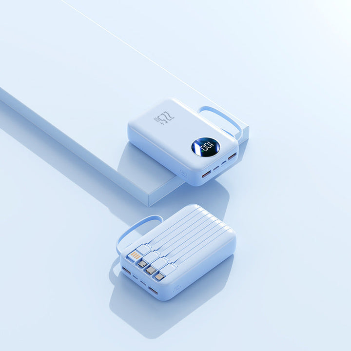 Portable power bank with integrated digital capacity display and flexible cable management Kalsten