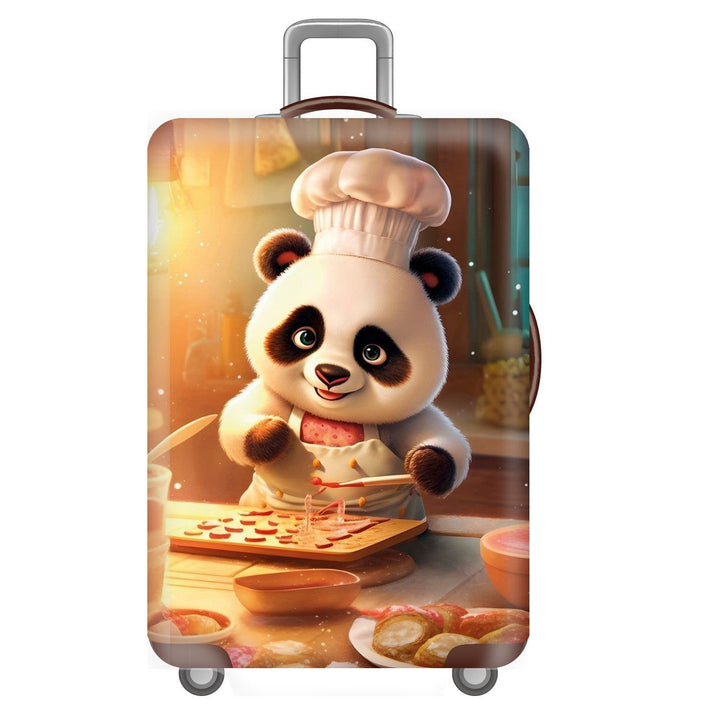 Unisex non-elastic suitcase cover for hard shell trolley with cute panda design, stretch protective cover with handle and wheel openings Kalsten