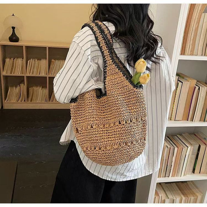 Woven Natural Material Handbag with Minimalist Structure Kalsten