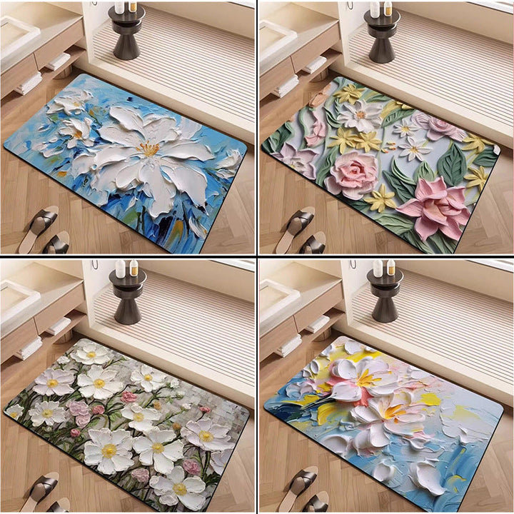 Luxury Textured Floral Bath Mat Kalsten