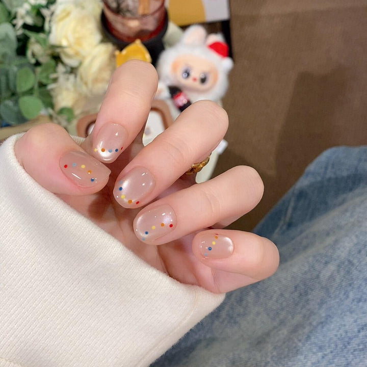 Decorative artificial nails with colorful dots Kalsten