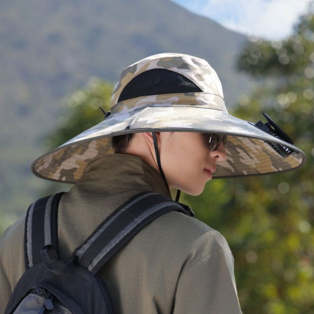 tactical fishing hat with wide brim, mesh ventilation and adjustable chin strap Kalsten