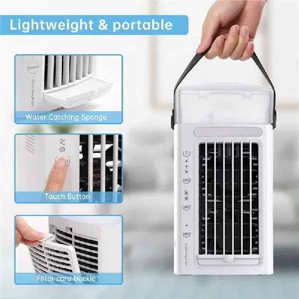 Unisex One Size Micro Desktop Evaporative Cooler with Replaceable Activated Carbon Cooling Pad USB Powered Adjustable Louvers Kalsten