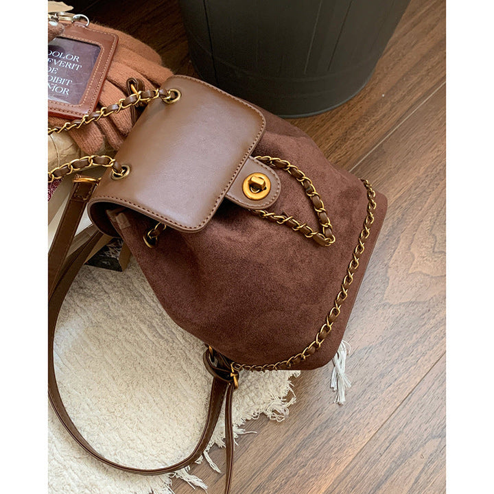 Chic Faux Suede Drawstring Backpack Kalsten