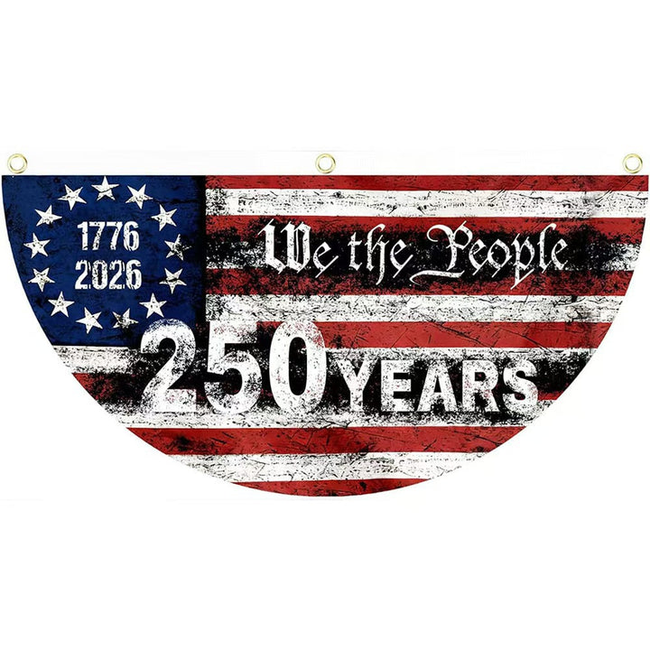 Unisex half-circle banner made of weatherproof polyester with metal eyelets and reinforced seams Kalsten