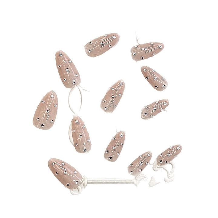 Decorative Stiletto Press-On Nails with Rhinestone Accents Kalsten