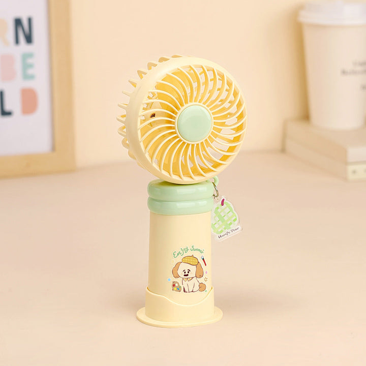 Ladies wearable handheld fan with playful dog design Kalsten