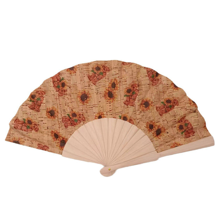 Ladies handcrafted fan made of cork and wood Kalsten