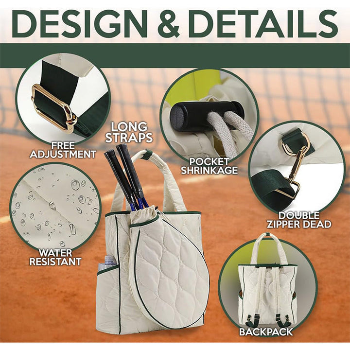 Sporty tennis bag with integrated racket and accessory compartment Kalsten