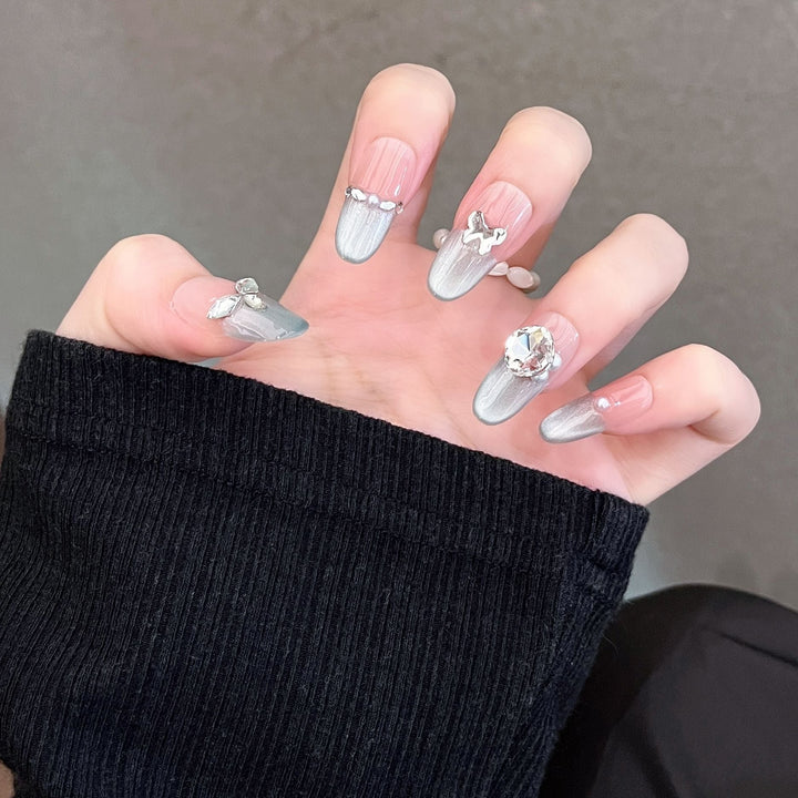 Elegant 3D-Embellished Press-On Nail Art Kalsten