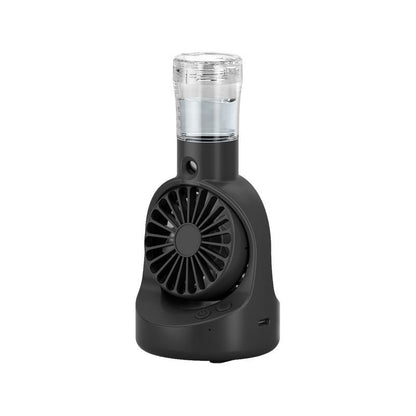 Cooling portable misting handheld fan with detachable water reservoir and adjustable-angle stand Bowlift