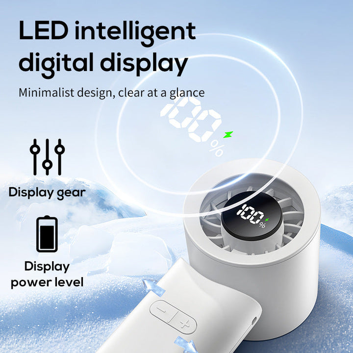 Unisex portable rechargeable hand fan with digital battery display, quiet brushless motor, and tiltable head Kalsten