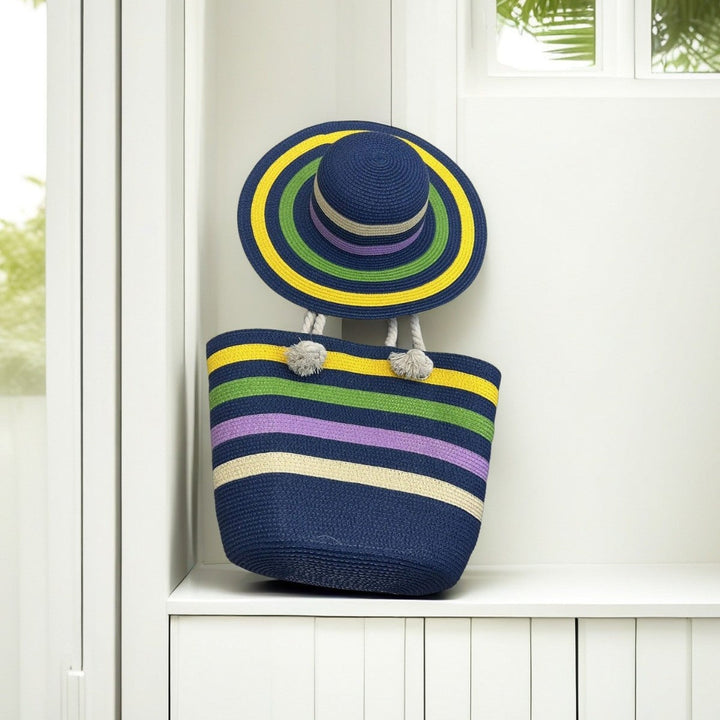 Beach bag with colorful stripes Kalsten