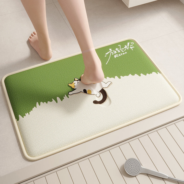 Soft Cartoon Cat-Themed Bath Mat