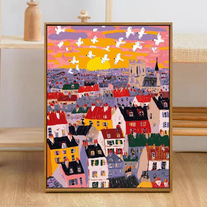 Colorful City Skyline Art Print Kalsten
