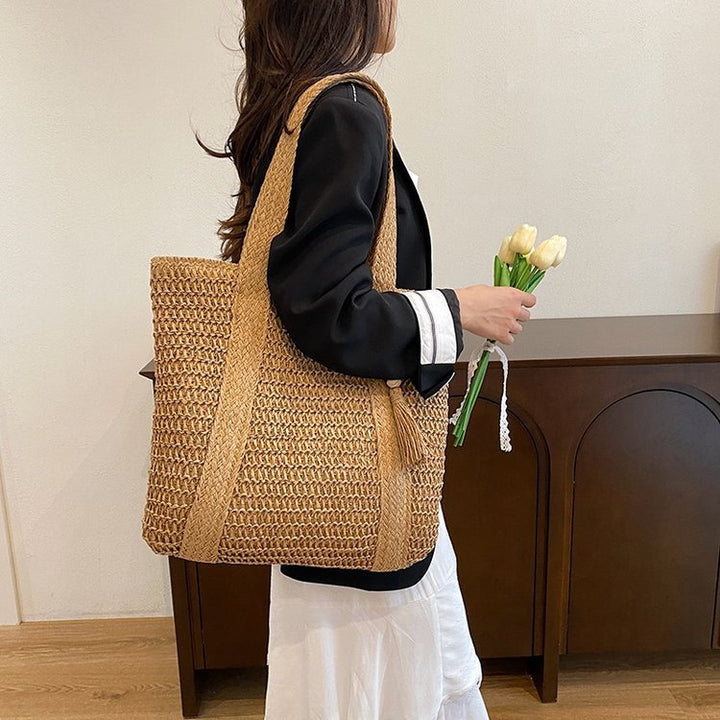 Large macrame bag with leather accents Kalsten