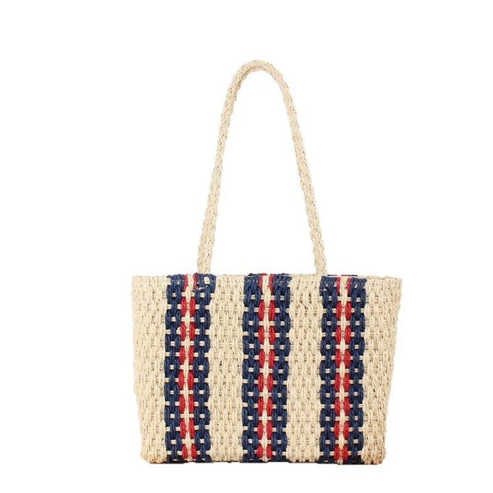 Elegant and Spacious Woven Shopper with Eye-Catching Striped Design Kalsten