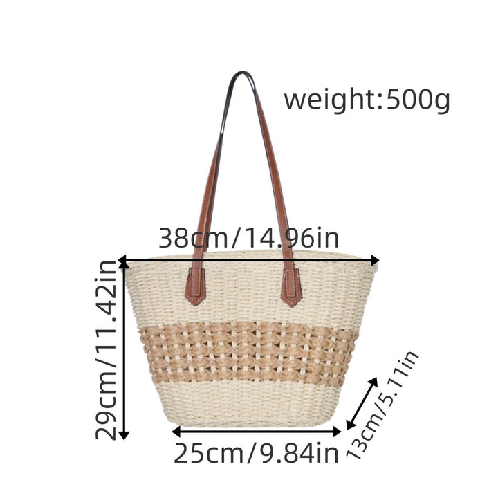 Braided shopping bag with faux leather handles Kalsten