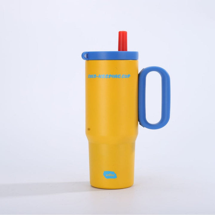 Unisex insulated cup with practical handle and straw function Kalsten