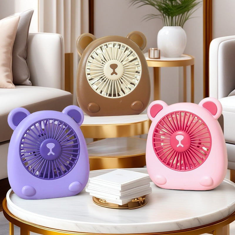 Ladies Portable Hand Fan with Creative Bear Design Kalsten